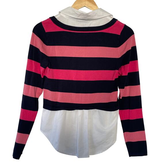 INC Womens Layered Striped Shirt Collared Preppy Casual Rugby Twee Work Small - Picture 2 of 6